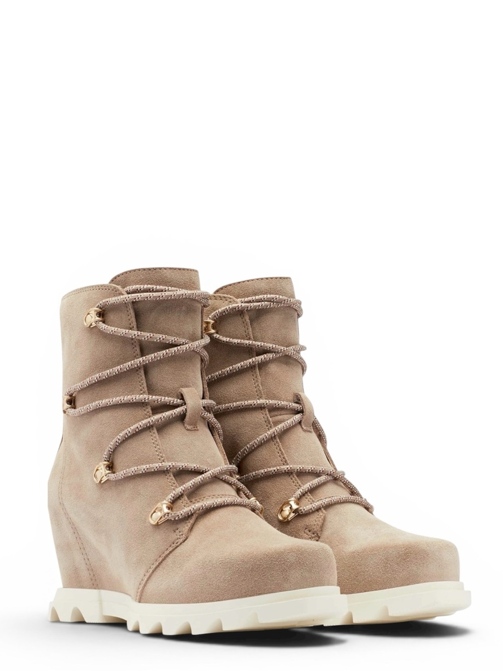 Sorel Luxe Suede Wedge Ankle Boots Neutral Designer-Inspired Size 9.5